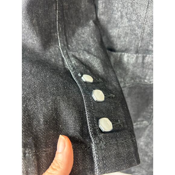 Wrangler x Yellow Rose by Kendra Scott NWT 70s Fitted Denim Blazer Black Medium - Picture 9 of 11